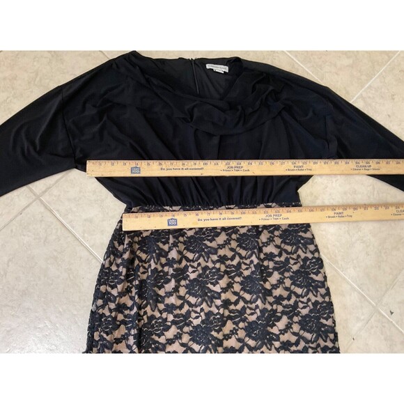 Coldwater Creek Blouson/Lace Cocktail party midi Dress women’s 12 Black L.S. - Picture 7 of 12